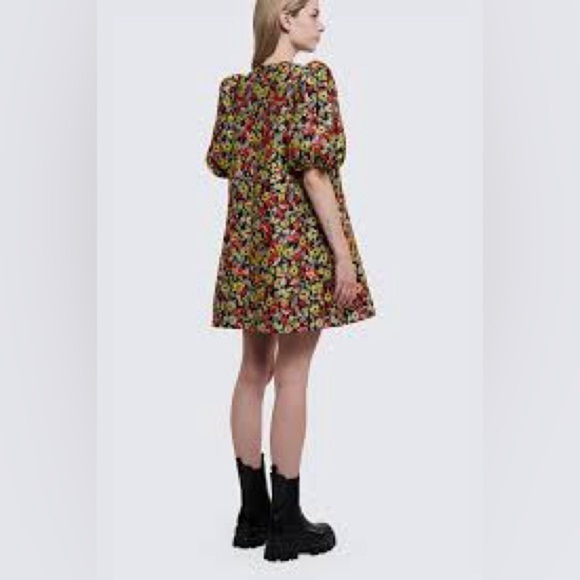 Ganni 3D Jacquard Dress in Meadow Black EU 36/US 4 - Picture 6 of 16